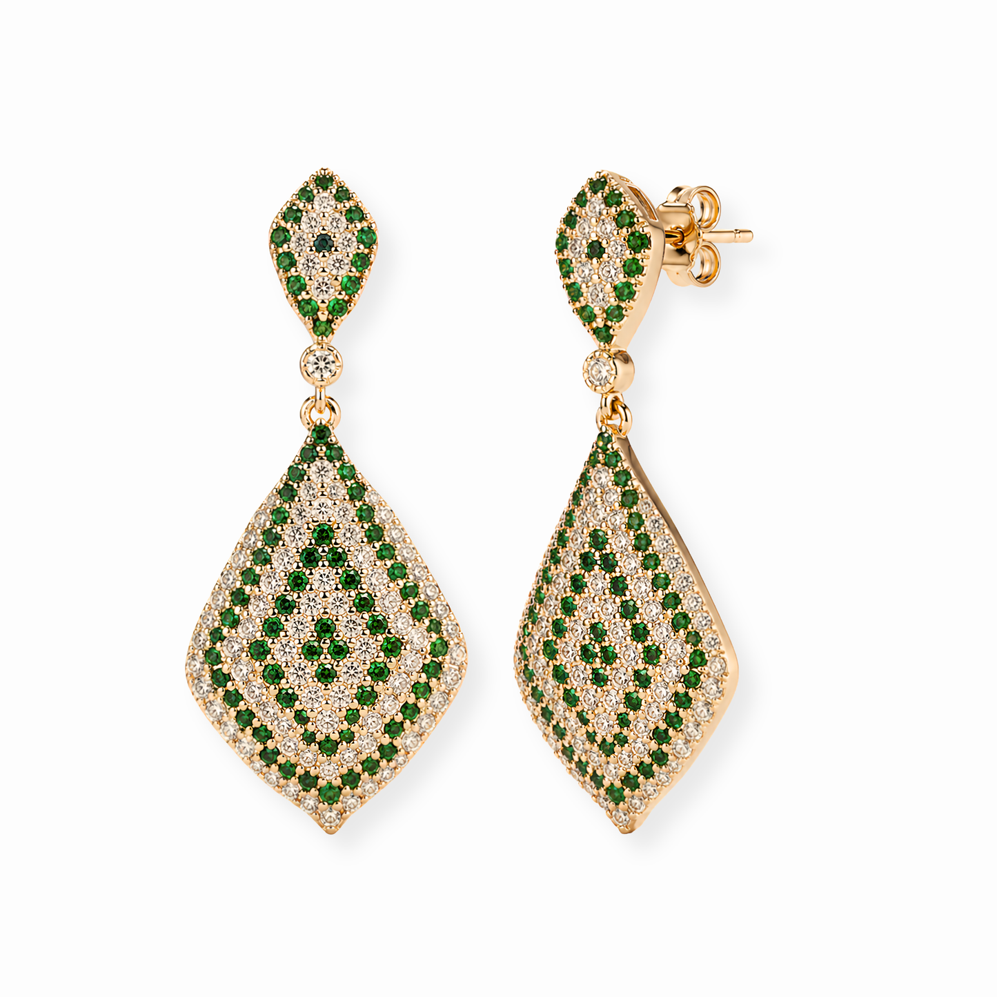 Aretes Laminados en Oro de 18KL con Piedras Semipreciosas y Rodium