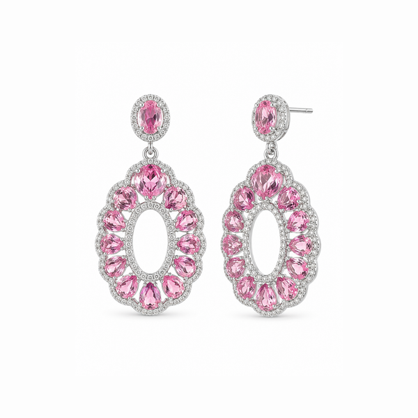 Aretes de Plata Enchapadas en Oro 18kl con Piedras Semipreciosas y Rodium
