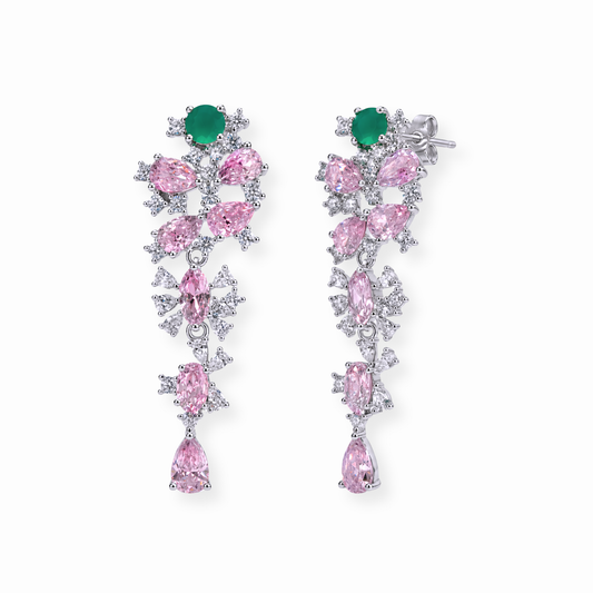 Aretes Laminados en Oro de 18KL con Swarovski y Rodium
