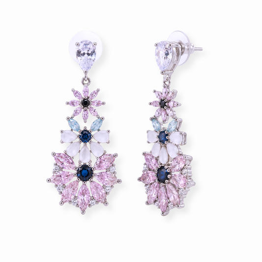 Aretes Laminados en Oro de 18KL con Swarovski y Rodium
