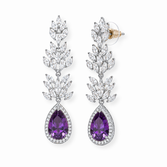 Aretes Laminados en Oro de 18KL con Swarovki y Rodium