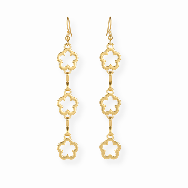 Aretes Largos Laminados en Oro de 18KL
