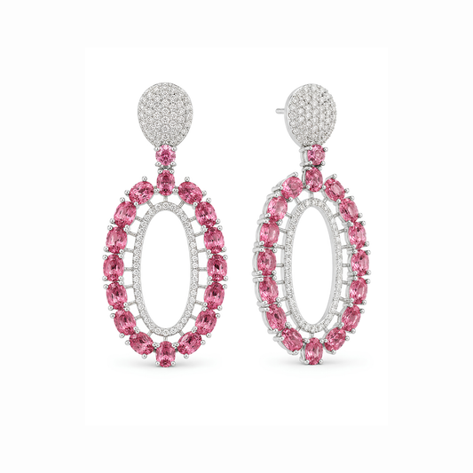 Argollas en plata con piedras semipreciosas