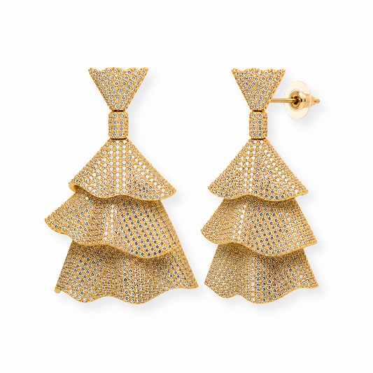 Aretes Laminados en Oro de 18KL con Swarovski y Rodium