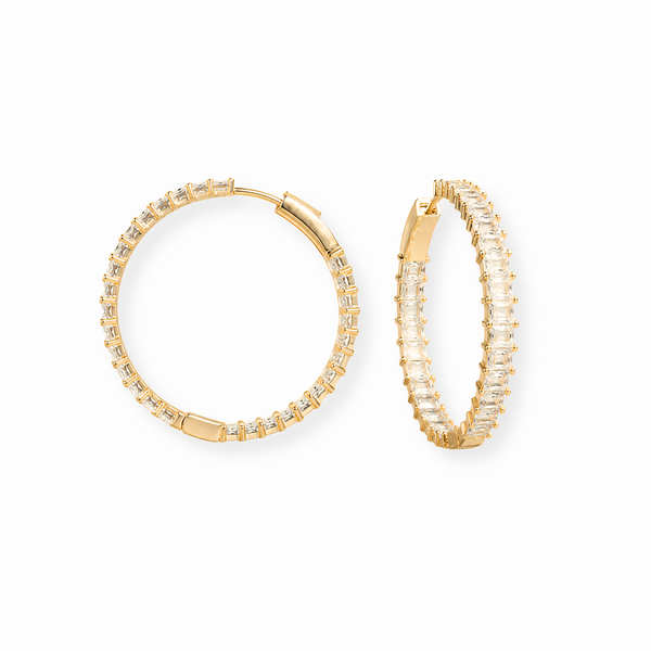 Aretes Laminados en Oro de 18KL con Swarovski y Rodium
