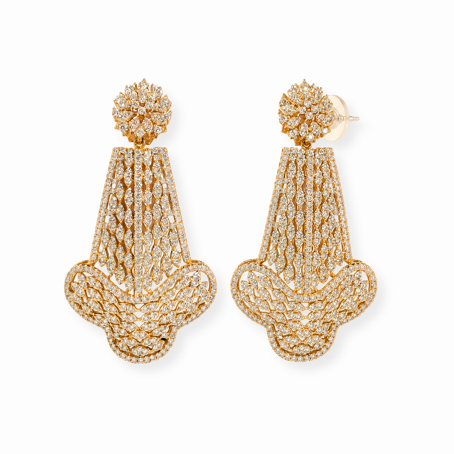 Aretes Laminados en Oro de 18KL con Swarovski y Rodium