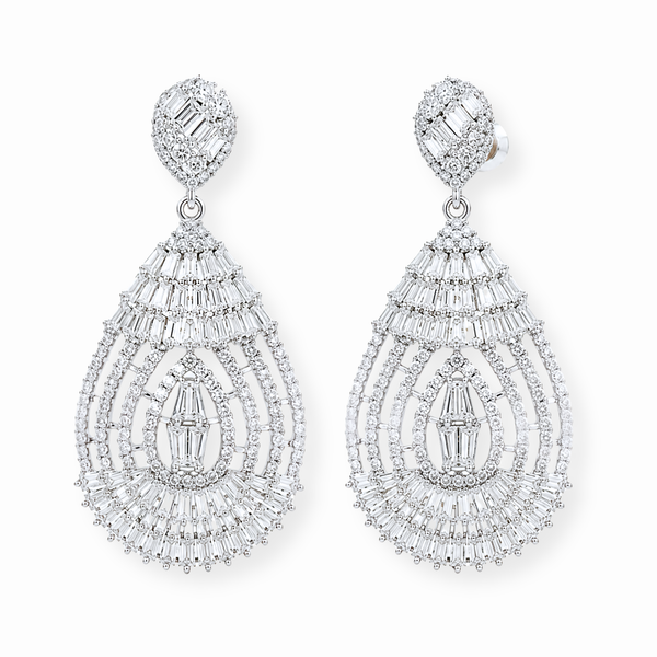 Aretes Laminados en Oro de 18KL con Swarovski y Rodium