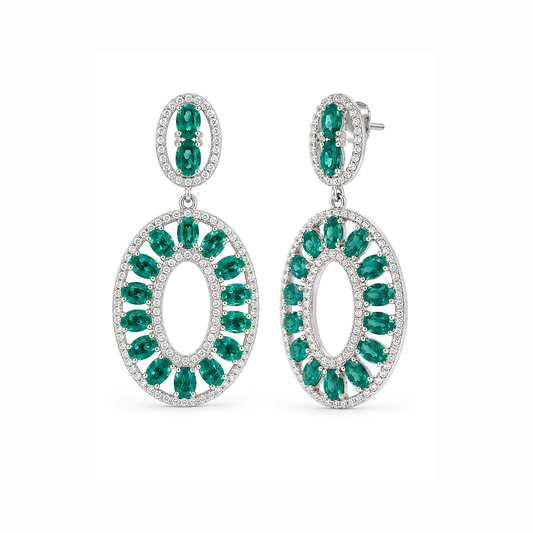 Argollas en plata con piedras semipreciosas