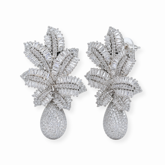 Aretes Laminados en Oro de 18KL con Swarovski y Rodium