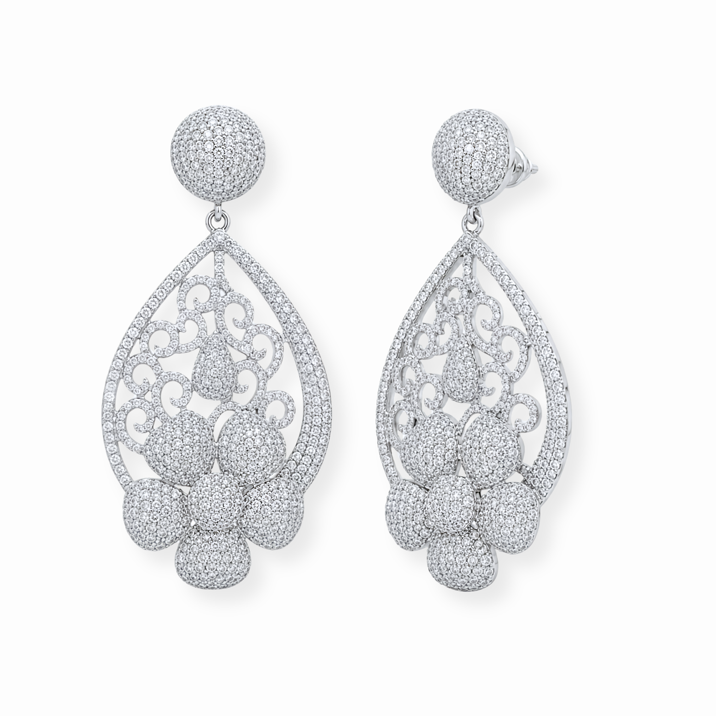 Aretes Laminados en Oro de 18KL con Swarovski y Rodium