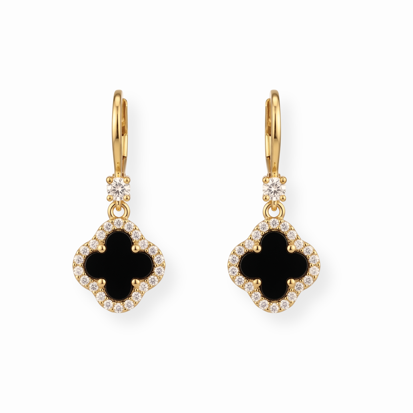 Aretes Laminados en Oro de 18KL con Ónix