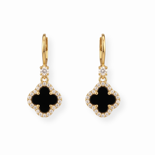 Aretes Laminados en Oro de 18KL con Ónix
