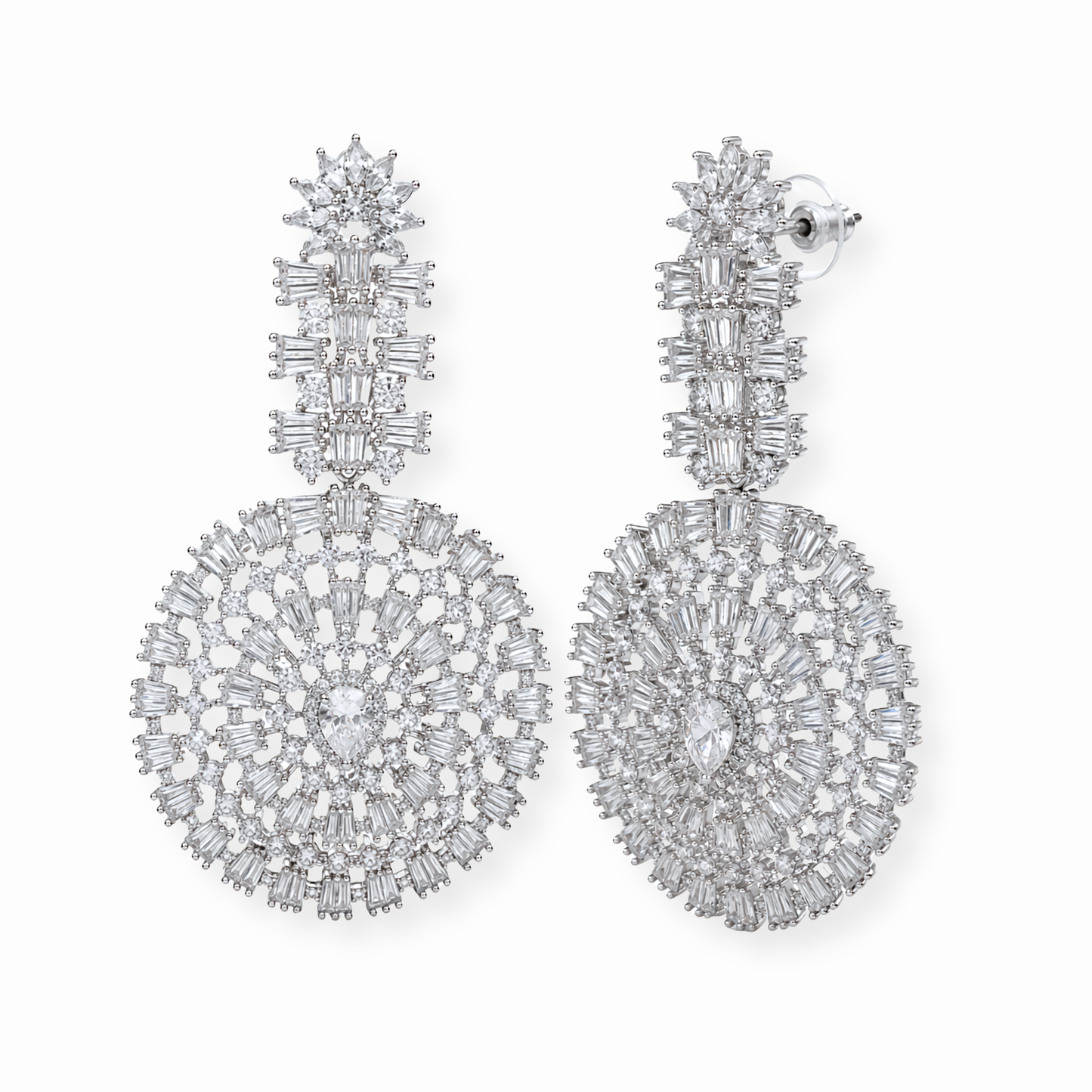 Aretes Laminados en Oro de 18KL con Swarovski y Rodium