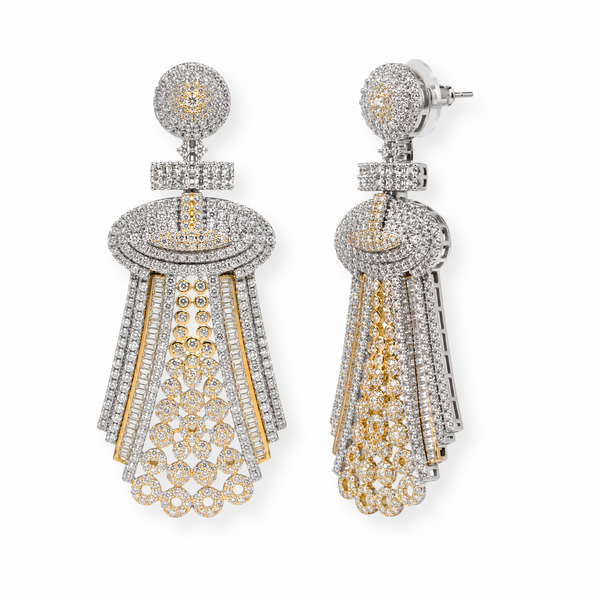 Aretes Laminados en Oro de 18KL con Swarovski y Rodium