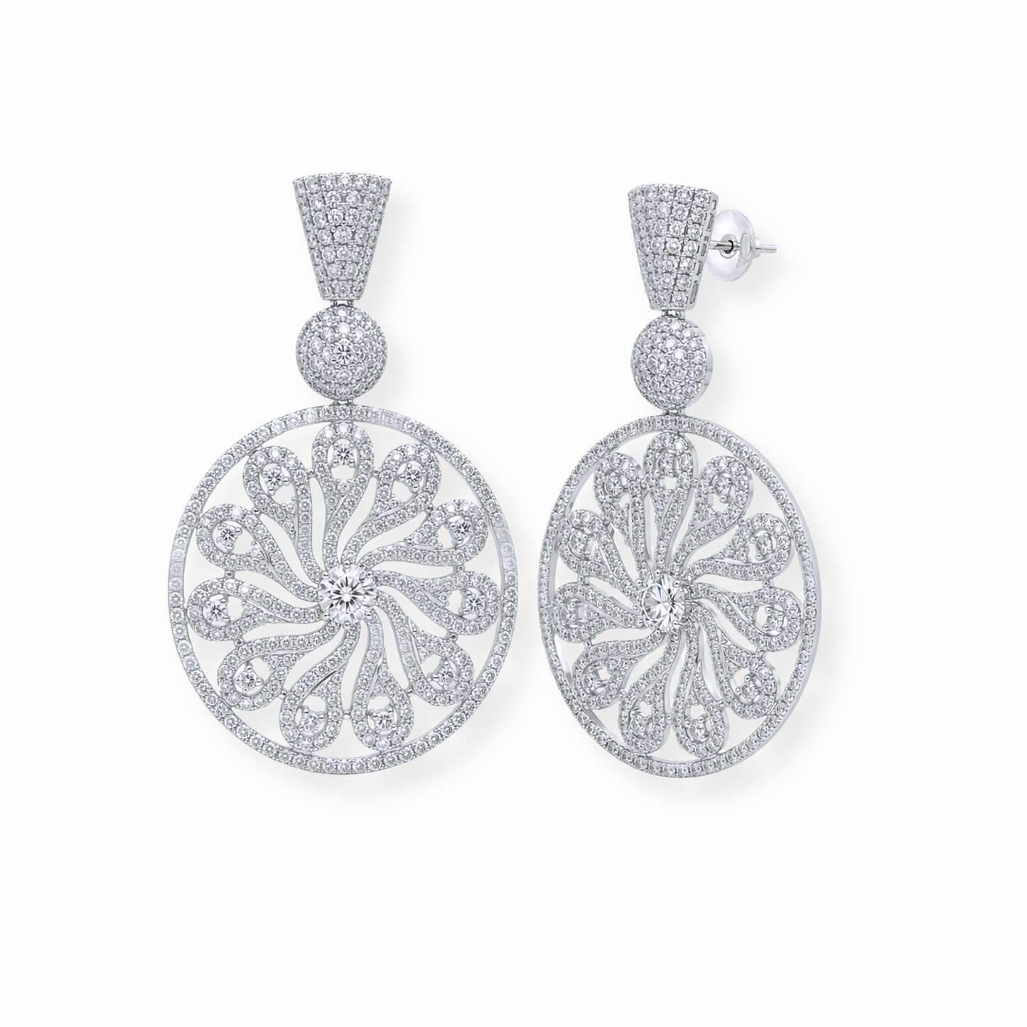 Aretes Laminados en Oro de 18KL con Swarovski y Rodium