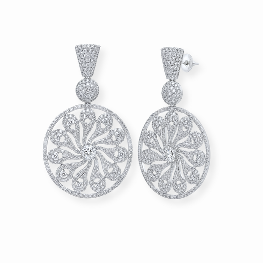 Aretes Laminados en Oro de 18KL con Swarovski y Rodium