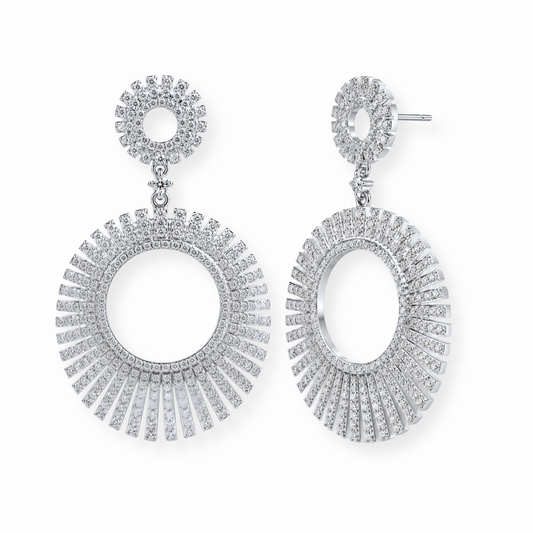 Aretes Laminados en Oro de 18KL con Swarovski y Rodium