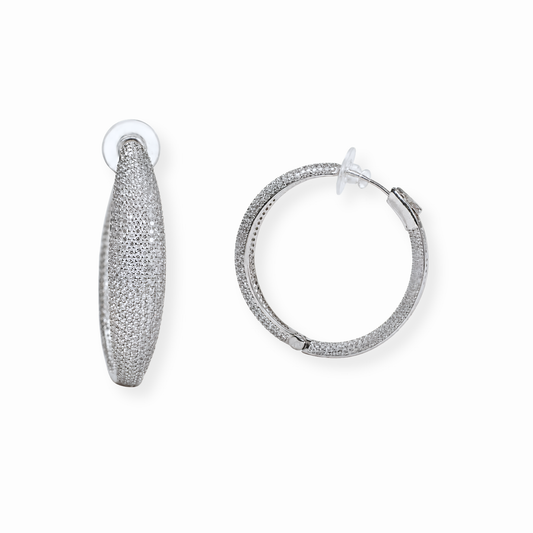 Aretes Laminados en Oro de 18KL con Swarovski y Rodium