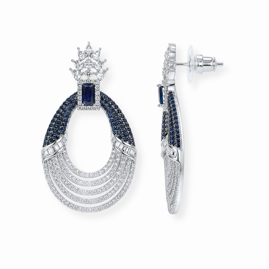 Aretes Laminados en Oro de 18KL con Swarovski y Rodium