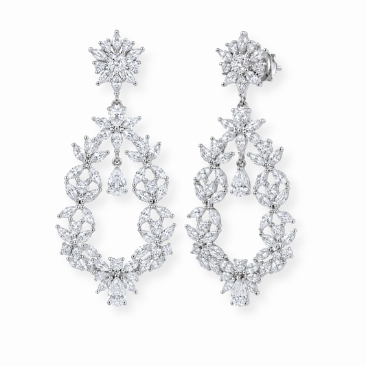 Aretes Laminados en Oro de 18KL con Swarovski y Rodium