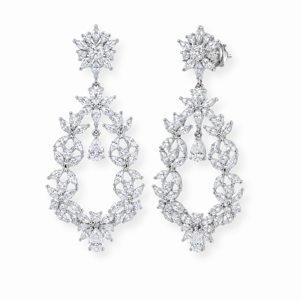 Aretes Laminados en Oro de 18KL con Swarovski y Rodium