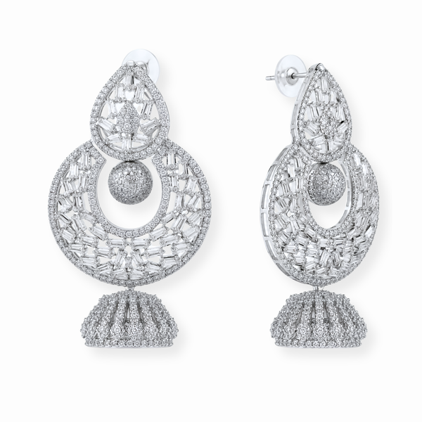 Aretes Laminados en Oro de 18KL con Swarovski y Rodium