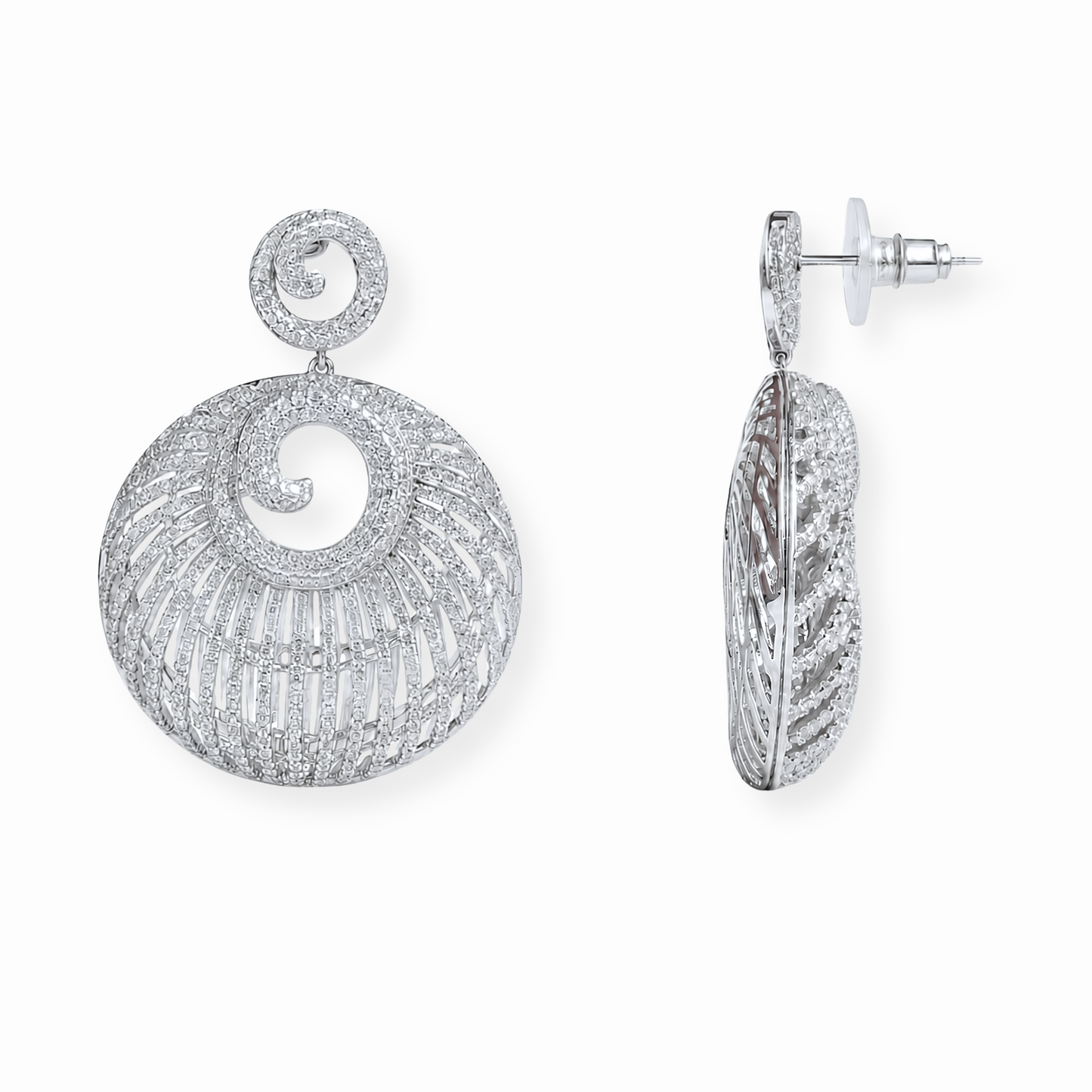 Aretes Laminados en Oro de 18KL con Swarovski y Rodium