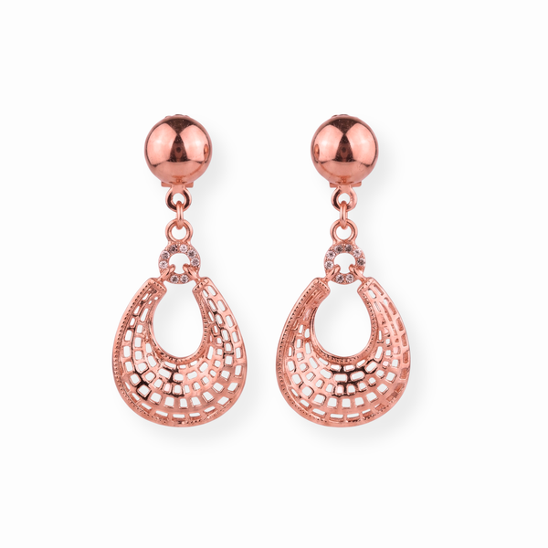 Aretes Laminados en Oro Rosa de 18KL con Circonias