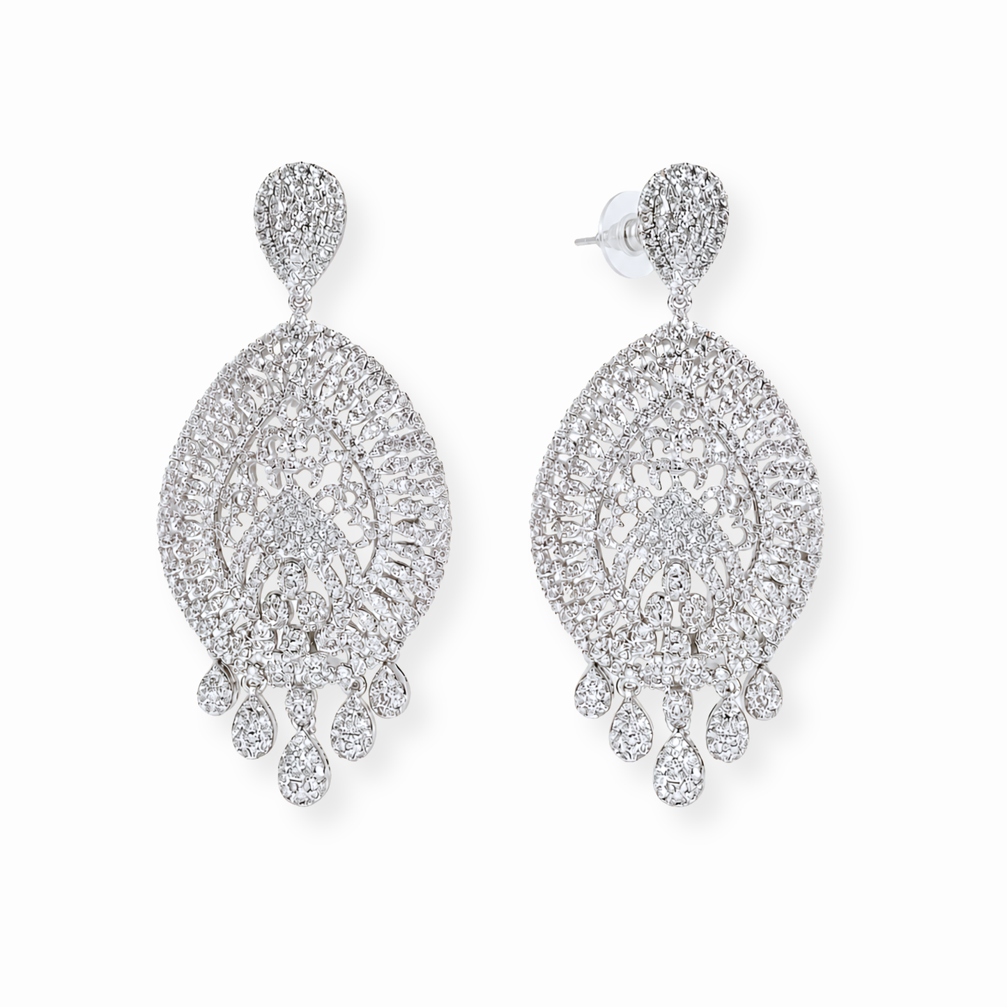 Aretes Laminados en Oro de 18KL con Swarovski y Rodium