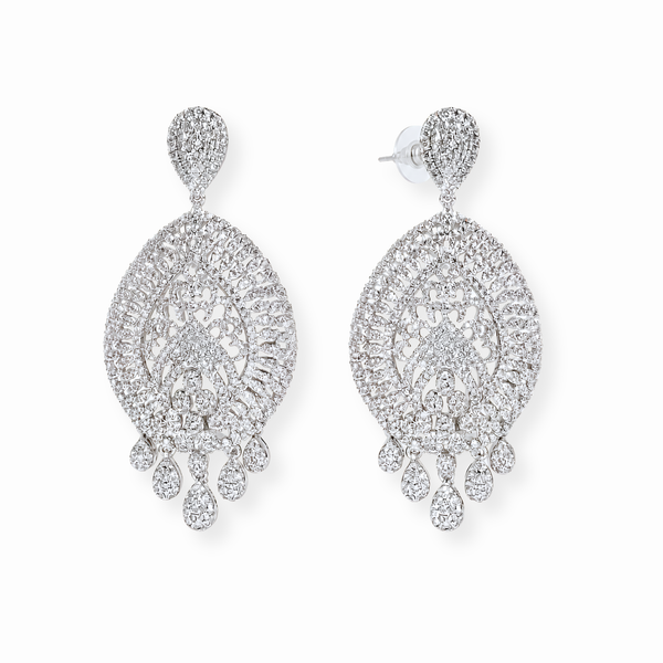 Aretes Laminados en Oro de 18KL con Swarovski y Rodium