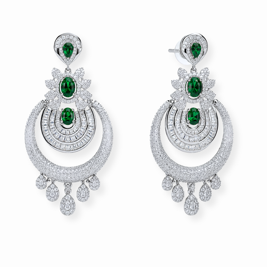 Aretes Laminados en Oro de 18KL con Piedras Semipreciosas y Rodium
