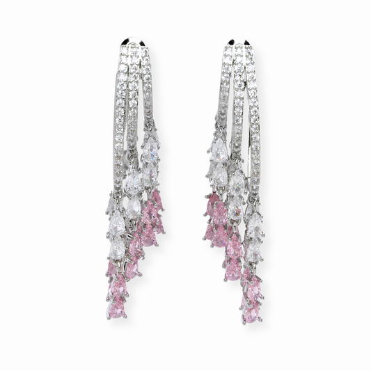 Aretes Laminados en Oro de 18KL con Swarovsi y Rodium
