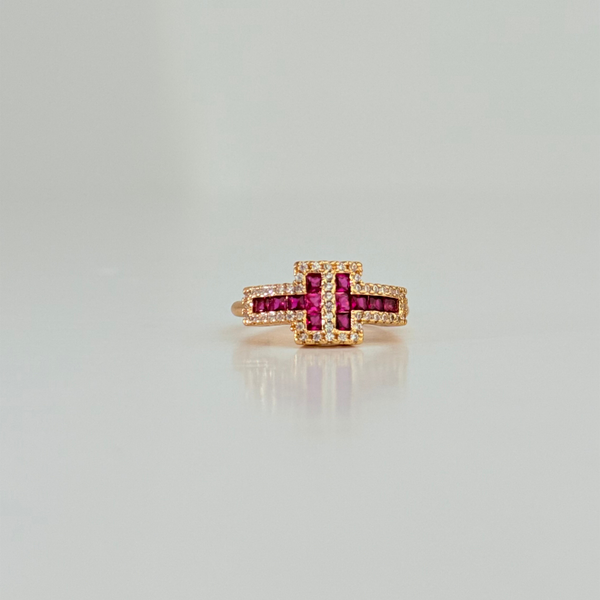 Anillo Unitalla Enchapado en Oro con Circonitas