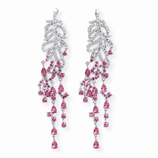 Aretes Laminados en Oro de 18KL con Piedras Semipreciosas y Rodium