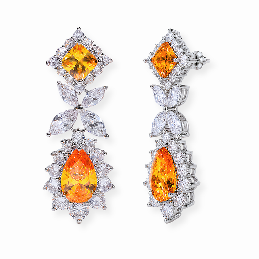 Aretes Laminados en Oro de 18KL con Piedras Semipreciosas y Rodium