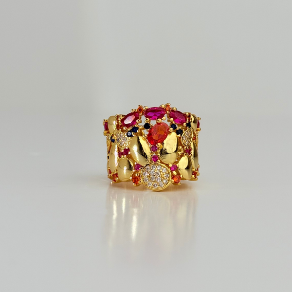 Anillo Unitalla Laminado en Oro de 18KL con Cristales Austriacos