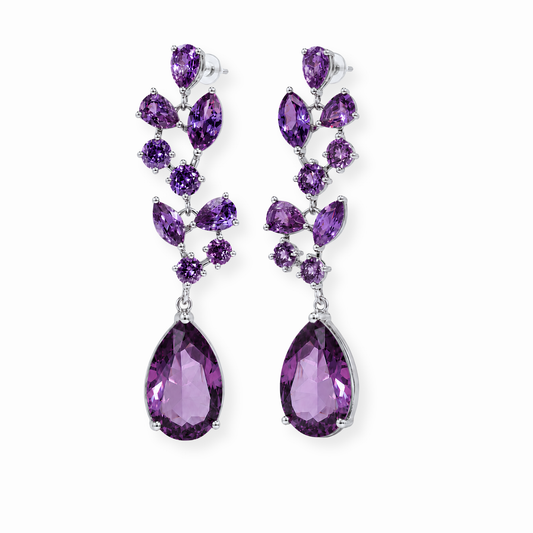 Aretes Laminados en Oro de 18KL con Swarovski y Rodium