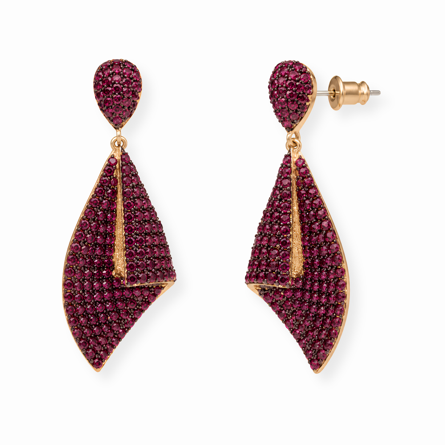 Aretes Laminados en Oro 18KL con Piedras Semipreciosas