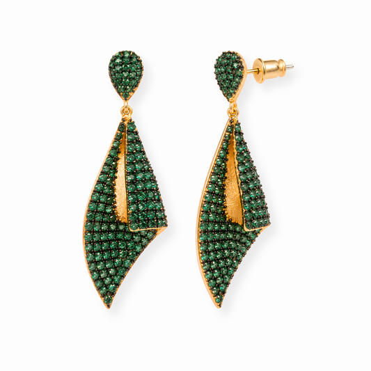 Aretes Laminados en Oro 18KL con Piedras Semipreciosas