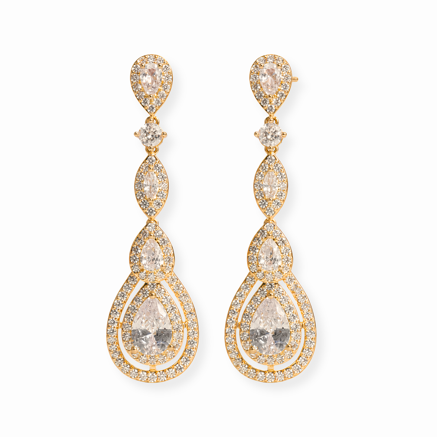 Aretes Laminados en Oro de 18KL con Swarovski y Rodium