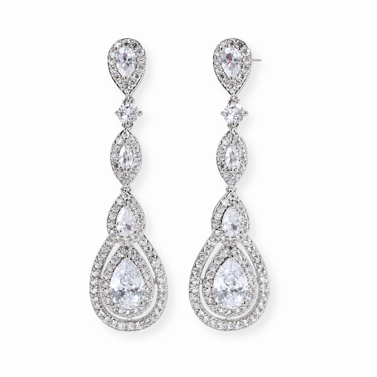 Aretes Laminados en Oro de 18KL con Swarovski y Rodium