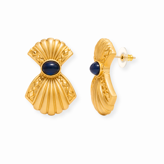 Aretes Laminados en Oro de 18KL Mate con Resina en Capuchón