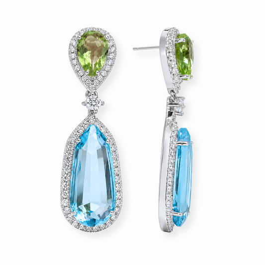 Aretes Laminados en Oro de 18KL con Swarovski y Rodium