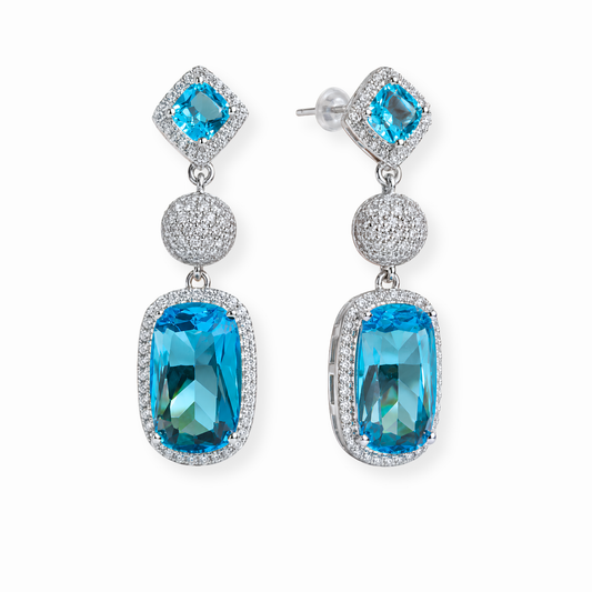 Aretes Laminados en Oro de 18KL con Swarovski y Rodium
