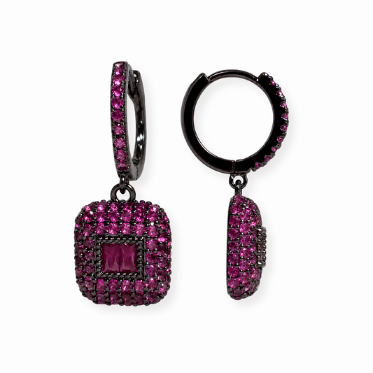 Aretes Laminados en Oro Negro de 18KL con Swarovski y Rodium