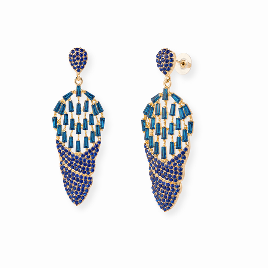 Aretes Laminados en Oro de 18KL con Cristales Austriacos