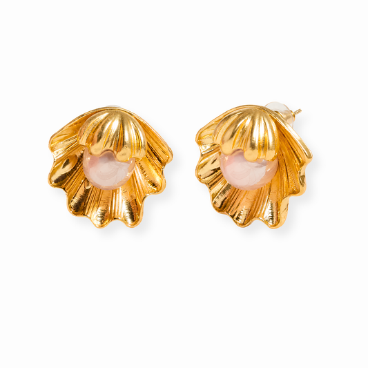 Aretes Laminados en Oro de 18KL Mate con Perlas Españolas
