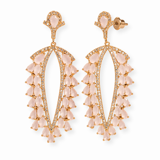 Aretes Laminados en Oro de 18KL con Swarovski y Rodium