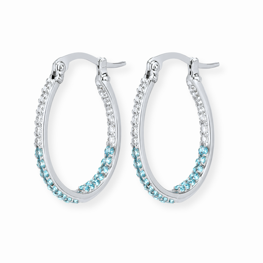 Aretes Laminados en Oro Blanco de 18KL con Cristales Austriacos