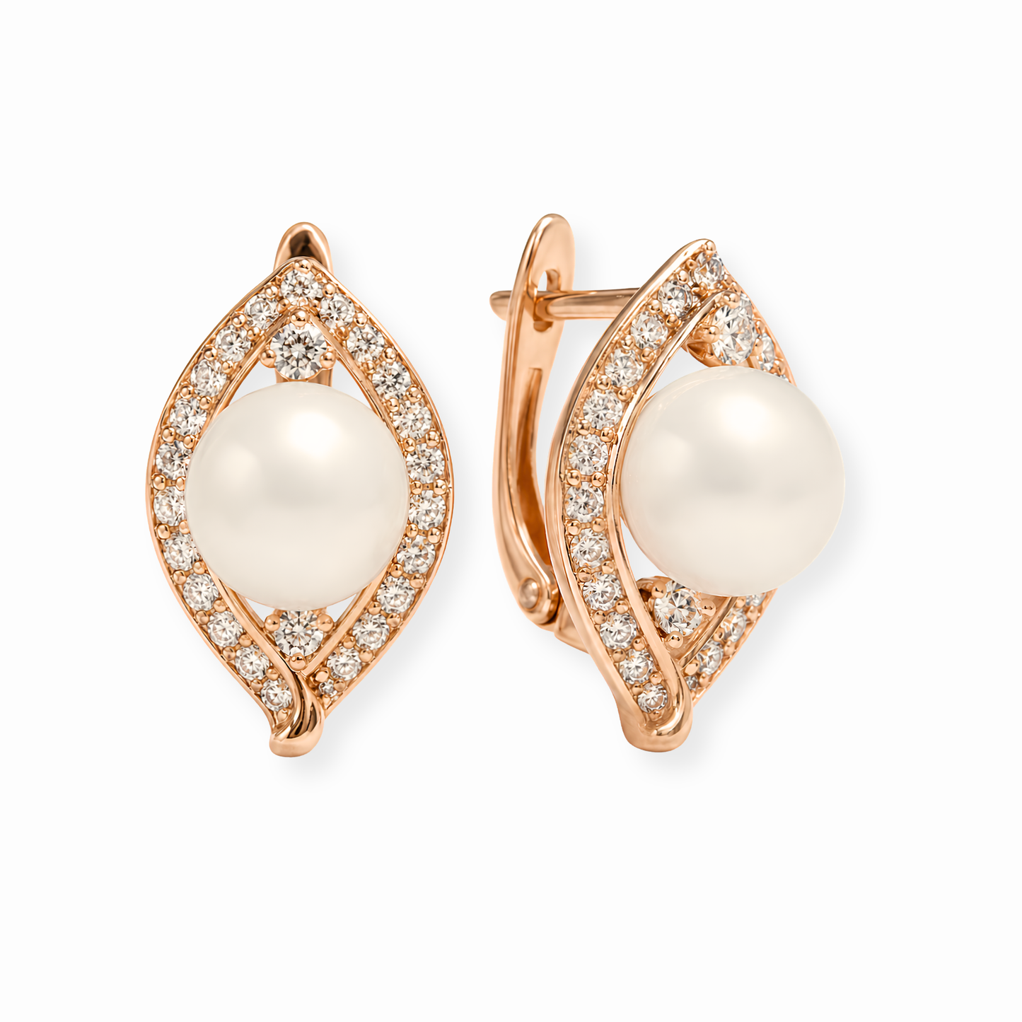 Aretes Laminados en Oro de 18KL con Perlas Españolas y Circonias